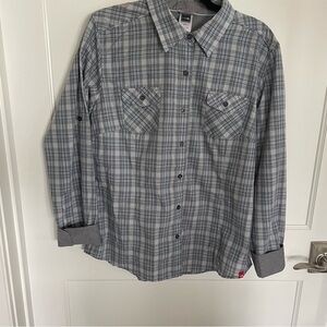 The North Face Women’s Blue & Grey Plaid Long Sleeve Button Down Shirt, Size XL